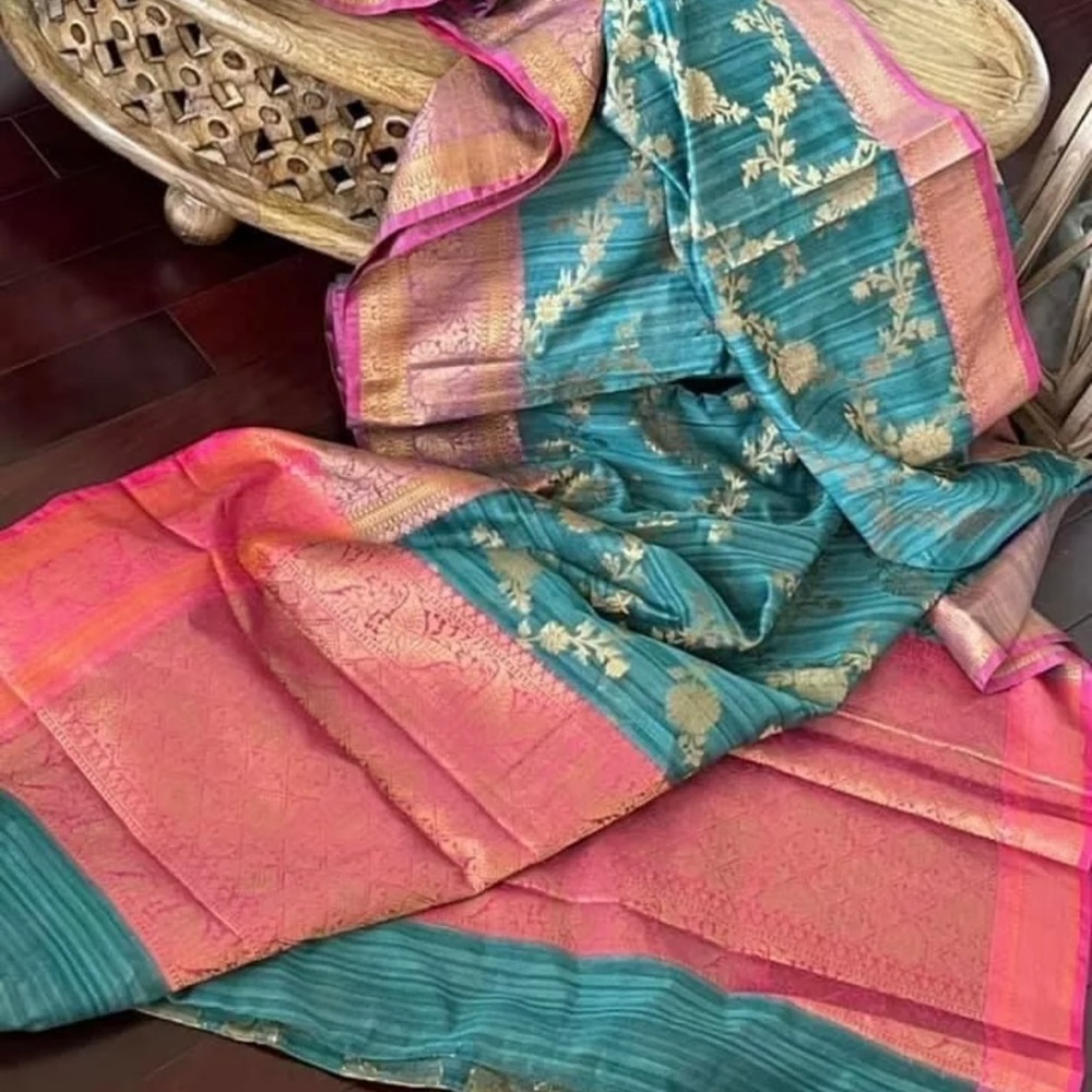 Tussar Dupion Raw Silk Saree with BP